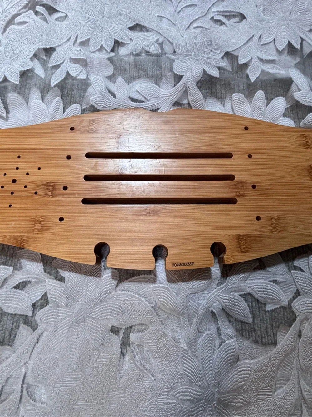 Umbra Bamboo Bathtub Caddy Tray Wine Book Tablet Phone Soap Holder Wire Handles